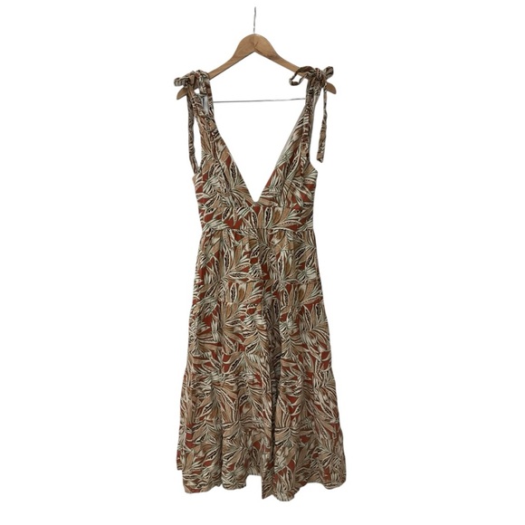 House of Harlow 1960 Dresses & Skirts - House of Harlow Midi Leaf Dress tie Shoulder Straps linen Tiered Multicolor XS